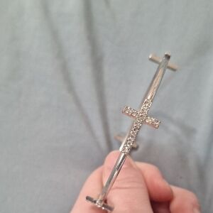 Silver Tone Costume Cross Bracelet